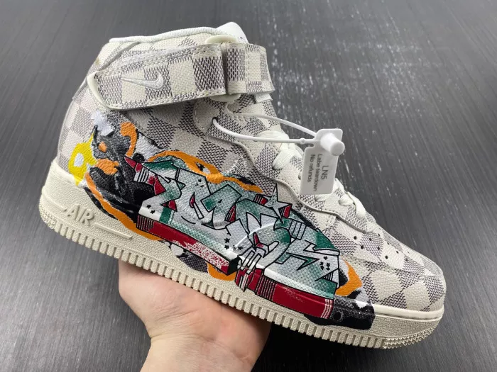 Cheap Louis Vuitton Nike Air Force 1 Mid By Virgil Abloh Graffiti 0116