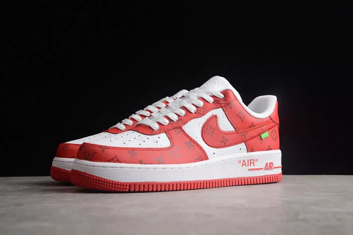 Rep Louis Vuitton Nike Air Force 1 Low By Virgil Abloh White Red LD 0232 0115