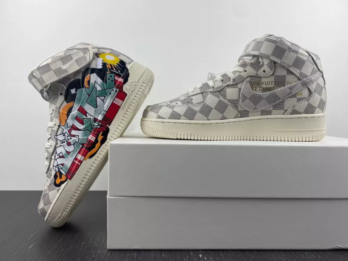 Cheap Louis Vuitton Nike Air Force 1 Mid By Virgil Abloh Graffiti 0116