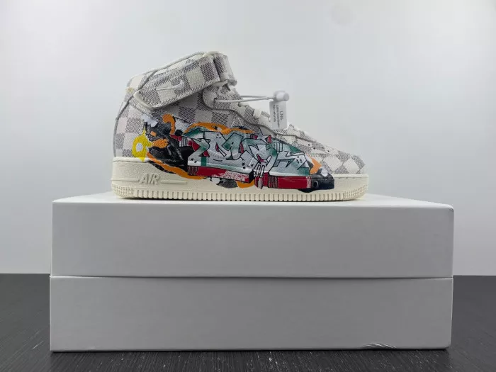 Cheap Louis Vuitton Nike Air Force 1 Mid By Virgil Abloh Graffiti 0116