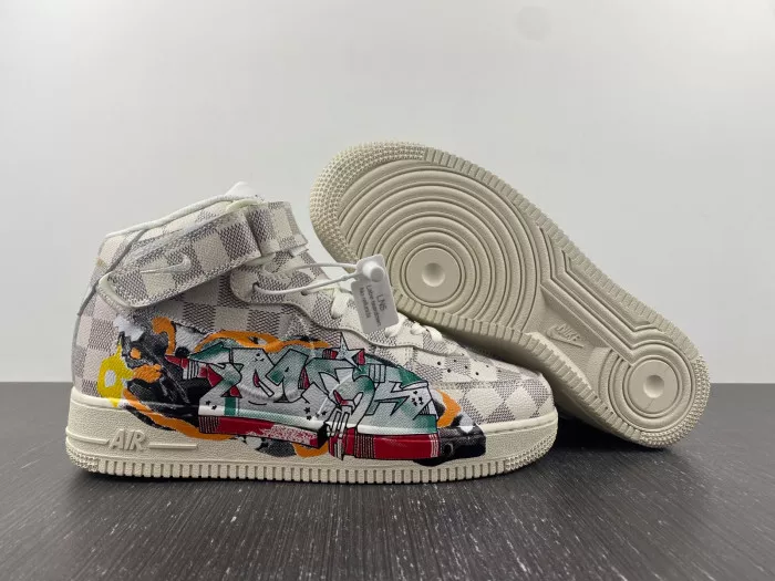 Cheap Louis Vuitton Nike Air Force 1 Mid By Virgil Abloh Graffiti 0116