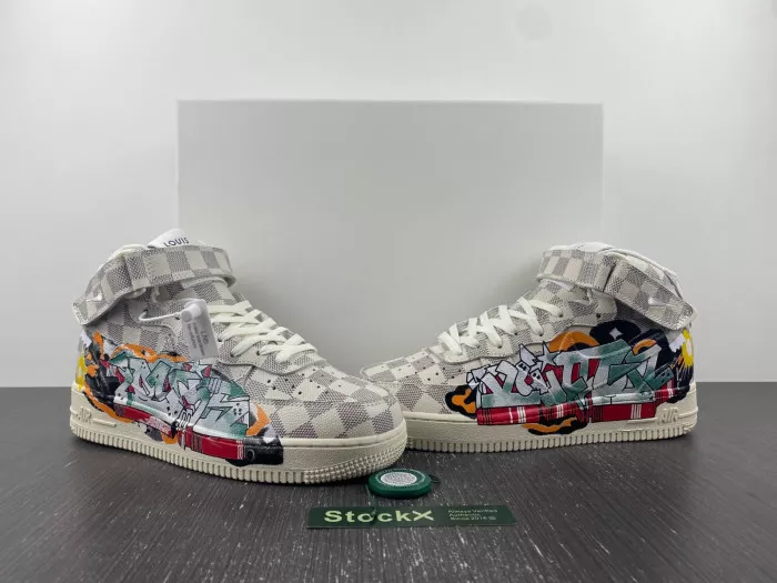 Cheap Louis Vuitton Nike Air Force 1 Mid By Virgil Abloh Graffiti 0116